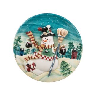 Тарелка настенная декоративная "Снеговик"